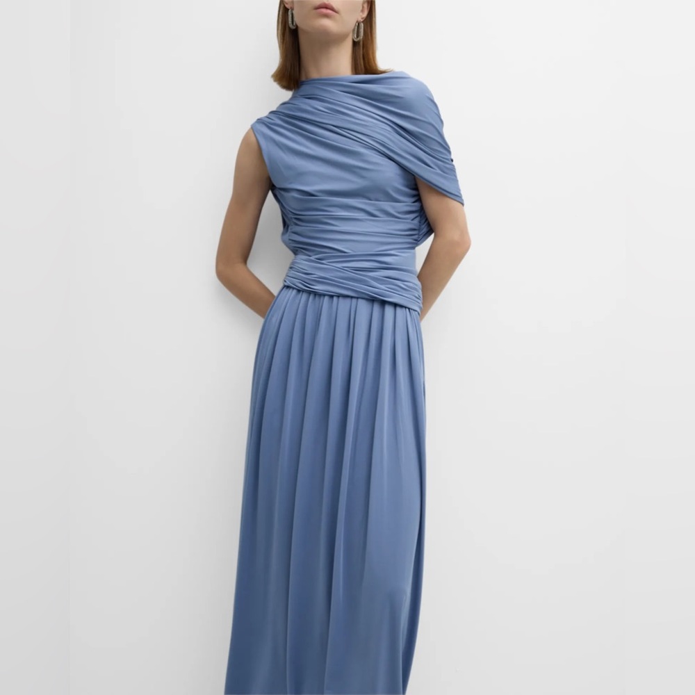 Altuzzara Delphi Draped Maxi Dress in Dolphin Blue